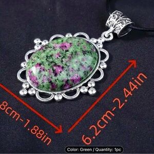 1pc Retro Designed Hollow Green Natural Stone Pendant for Men and Women